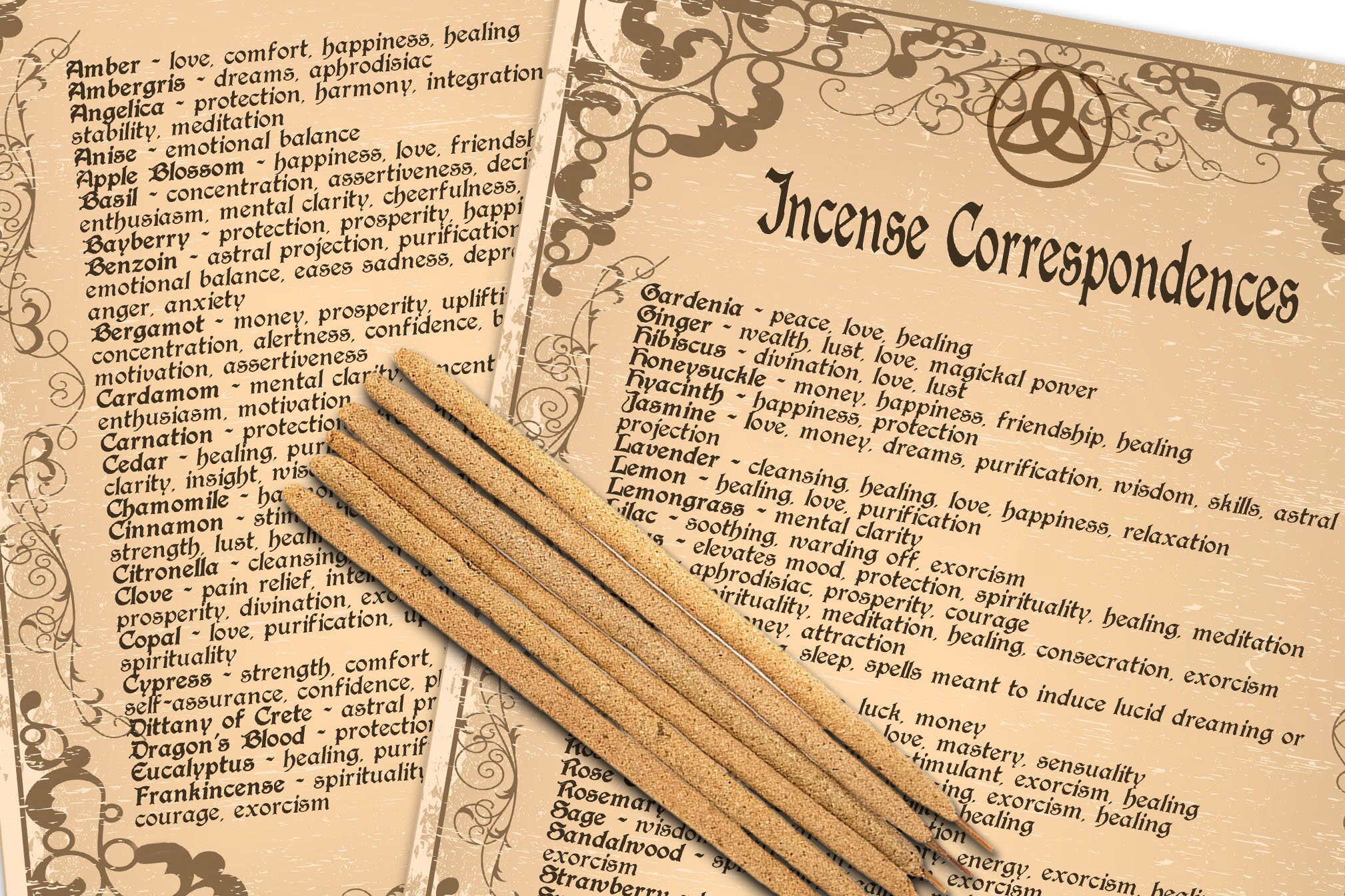 INCENSE CORRESPONDENCES Incense Magic Incense for Spells Etsy