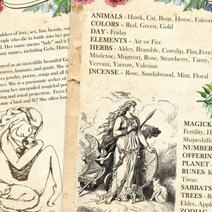 FREYA NORSE GODDESS, 4 Printable Pages, Correspondences, Magic Spell, Fertility Goddess - Morgana Magick Spell