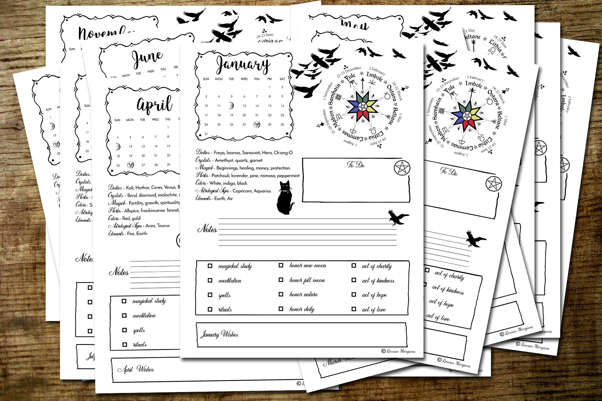 2021 CALENDAR WITCH PLANNER 12 Printable Pages Journal | Etsy
