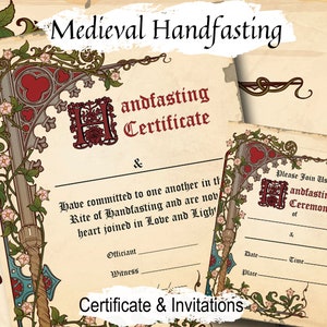 MITTELALTERLICHES HANDFASTING, Urkunde & Einladung, Wicca Hochzeit, Heidnische Hochzeit, Wicca Hochzeit, Hochzeit, Braut, Braut, Braut, Bräutigam