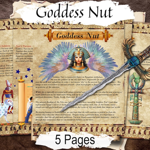GODDESS NUT The Lore and Mythology of the  Egyptian Goddess of the Sky Stars and Heavens, Altar Guide, 5 Printable Pages