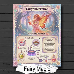 Faerie Fire Potion: Magical Elixir Recipe, Realm of Fey, Printable Spellbook Page (Digital Download)