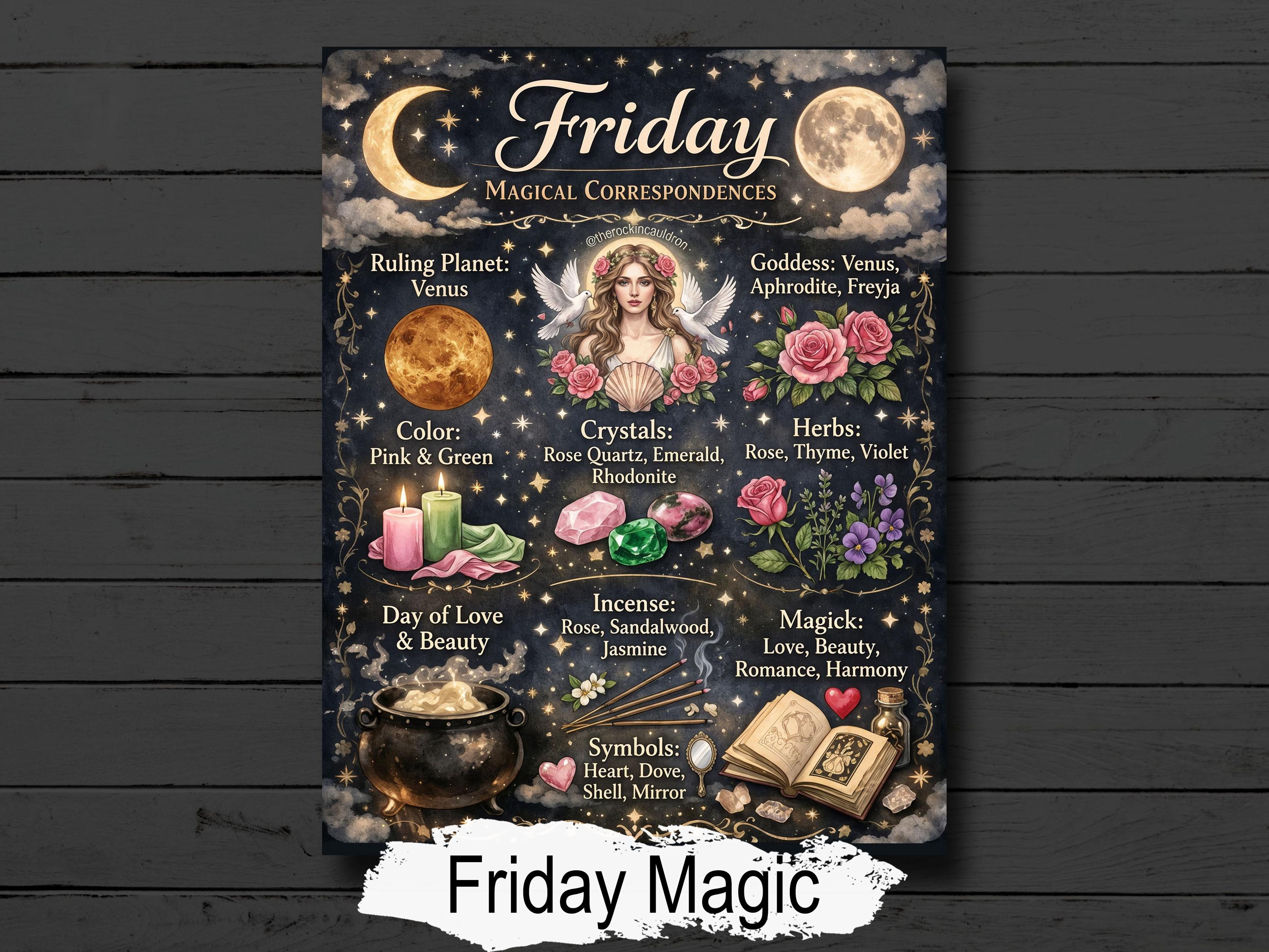 FRIDAY Magic: Infographic Cheat Sheet, Book of Shadows, Printable ...