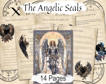 7 ANGELIC SEALS, Divine Wisdom of Archangels, Sacred Geometry, Ancient Grimoire Angel Sign,  7 Archangels,  Use for Magic & Spells, 14 Pages