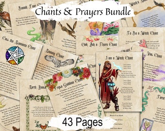 WICCA PRAYER CHANTS Bundle, Pagan Wicca Witch Prayer Book, Honor the Gods, Chant the Magic, A Rhyme for Every Purpose, 43 Printable Pages