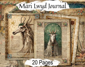 Mari Lwyd Welsh Christmas Horse Journal: Celtic Yule,  (20 Page PDF)