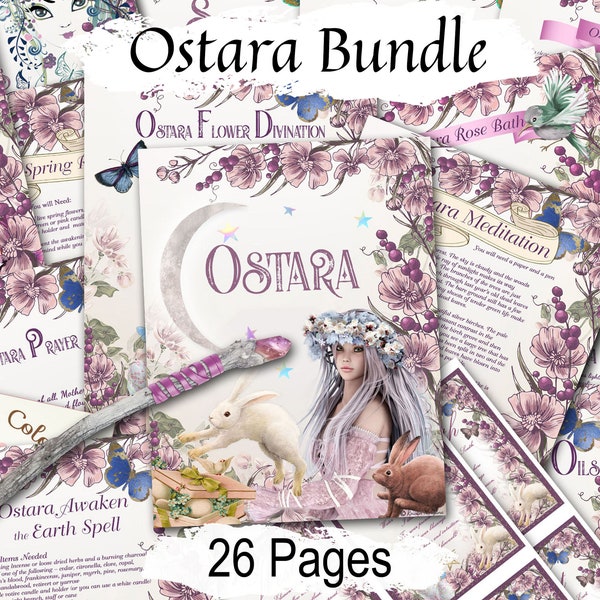 OSTARA, Rituals, Traditions, Spells, Recipes, Baby Witch, 24 Printable Pages, Pagan Sabbat Gift, Wicca Spring Equinox, Printable BOS pages