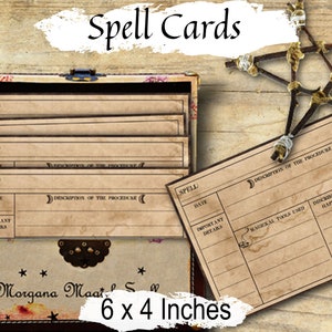 WITCH SPELL CARDS, Printable 6" x 4",  Keep Track of your Spells & Potions, Wicca Recipe Cards