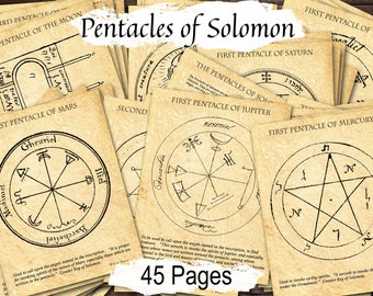 PENTACLES of SOLOMON BUNDLE, All Seven Pentacles of the Key of Solomon,  Jupiter Mars Seals, Venus Sigil, Mars Pentacles, 45 Printable Pages