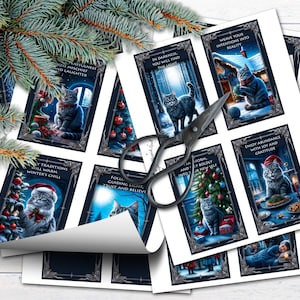 YULE CAT ORACLE, Jólakötturinn Tarot, Inspirational Message Cards, Icelandic Christmas Cat, Winter Solstice, Pagan Gift, 20 Printable Cards - Morgana Magick Spell
