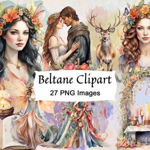 BELTANE CLIPART PACK - aquarelle pour un usage commercial - graphiques printaniers fantastiques - parfait pour le Grimoire du Sabbat du 1er mai