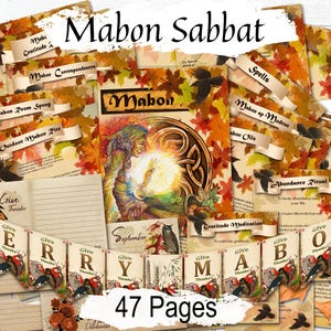 MABON SABBAT, rituels et sorts, méditation, cartes de sorts, magie de l'équinoxe d'automne, action de grâces païenne, sorcellerie wicca, 47 pages imprimables