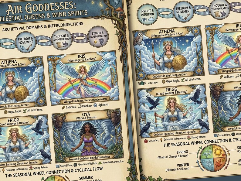 Air Goddesses Infographic: Celestial Queens & Wind Spirits, Digital ...