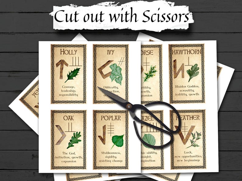 OGHAM ORACLE CARDS  Wicca Witchcraft Oracle Cards to Print at Home, Ogham Tarot Printable Oracle Deck Messages, Celtic Ogham Spirit Deck - Morgana Magick Spell