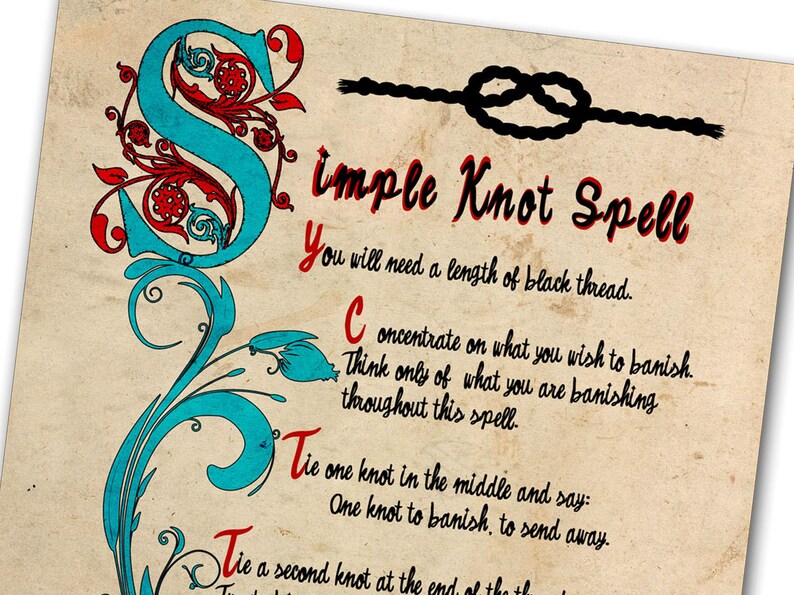 KNOT SPELL, Classic Witchcraft Magic, Easy-to-do, Charmed Style, Overcome obstacles, Banish Bind or Draw Energy, Wicca Ribbon Ritual - Morgana Magick Spell