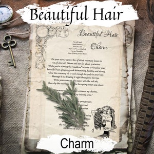 BEAUTIFUL HAIR CHARM, Grow Out your Hair, Magic Potion, Kitchen Witch,  long strong hair growth, Printable page for your Spellbook