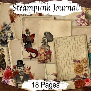 STEAMPUNK JOURNAL 18 Printable Pages, Vintage Victorian, Spellbook Ephemera for your Book of Shadows