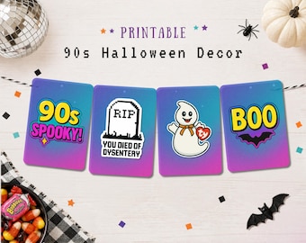 90s Halloween Decor Halloween Garland Vintage Halloween Decorations Halloween Bunting Pennant Banner Halloween Flag Digital Download