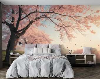Cherry Blossom Tree Wall Mural: Peel and Stick Wallpaper