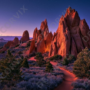 Papier peint roche rouge Sedona | Papier peint autocollant Desert Vortex Twilight | Décoration murale pour salle de méditation