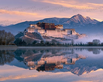 Mural de pared del Palacio de Potala / Autoadhesivo / Papel pintado espiritual budista tibetano / Decoración para sala de meditación / Arte sagrado del Himalaya