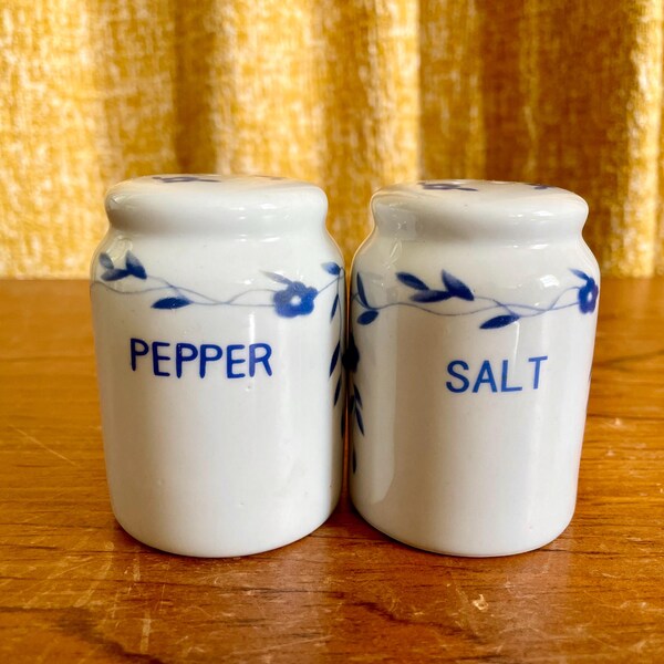 Vintage Blue and White Floral Salt & Pepper Shakers