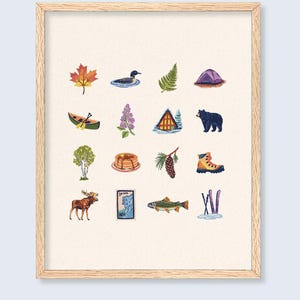 New Hampshire Mountains Charms Art Print - Colorful hand-drawn illustrations image 4