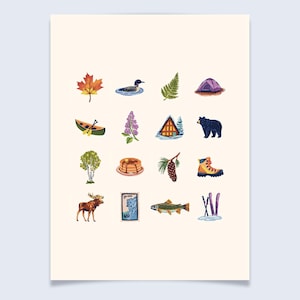 New Hampshire Mountains Charms Art Print - Colorful hand-drawn illustrations image 3