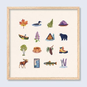 New Hampshire Mountains Charms Art Print - Colorful hand-drawn illustrations image 2