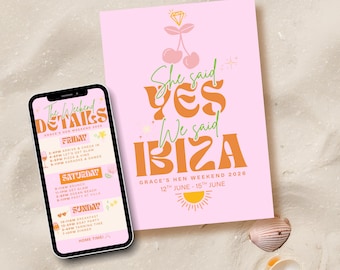Ibiza Bachelorette Invitation Template: Modern Beach Hen Party (Canva Editable)