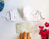 Hand painted organic cotton face mask with Charcoal filter and pocket, nose piece , face mask. Face mask Australia, Wearable art.