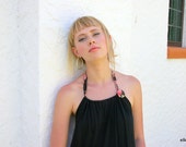 Organic Cotton Halter Kimono TUNIC - Black *FREE SHIPPING*