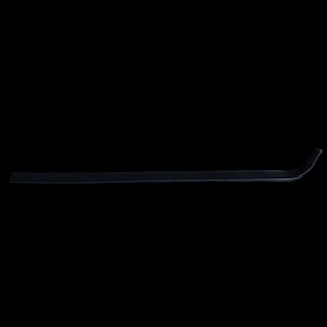 May include: A black pry bar with a curved end, designed for leverage. The tool is made of a solid, dark material and is set against a black background. The bar is straight for most of its length, with a slight curve at one end.