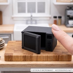 1:12 Scale Microwave Oven, Opening Door, 3D Printed Dollhouse Kitchen Accessory