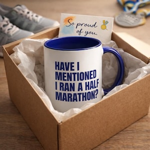 Have I Mentioned I Ran a Half Marathon Mug – Funny Gift for Runners – Half Marathon Gift – Running Mug – Race Achievement Gift