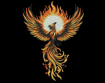 Phoenix Embroidery Design, Fire Bird Machine Embroidery Pattern, Mythical Rising Phoenix Embroidery, 3 Sizes, Instant Download