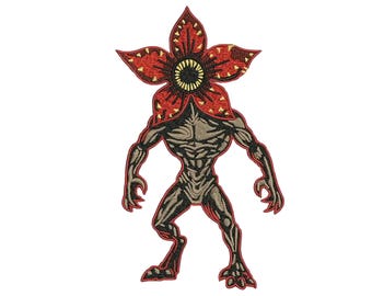 Horror Flower Monster Embroidery Design, Upside Down Creature Embroidery Pattern, Horror Flower Monster, 3 Sizes, Instant Download