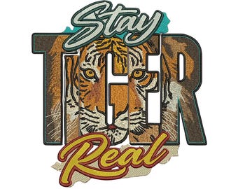 Real Tiger Embroidery Design, Animal Lettering Embroidery, 3 Sizes, Instant Download