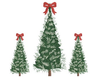 Christmas Tree Embroidery Design, Coquette Bow embroidery machine file, Christmas Decor Embroidery File, Instant Download