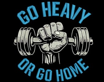 Gym Embroidery Go Heavy Or Go Home Design, Gym Dumbbell Fitness Machine Pattern, 3 Sizes, Instant Download