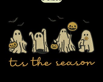Halloween Embroidery Design Spooky Season, Cute Machine Embroidery File DST PES EXP, 3 Sizes Instant Download