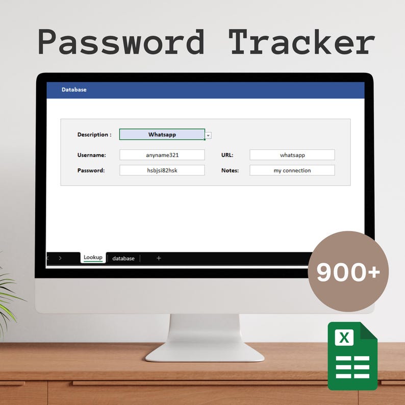Excel Password Tracker Template | Secure Login Organizer (digital ...