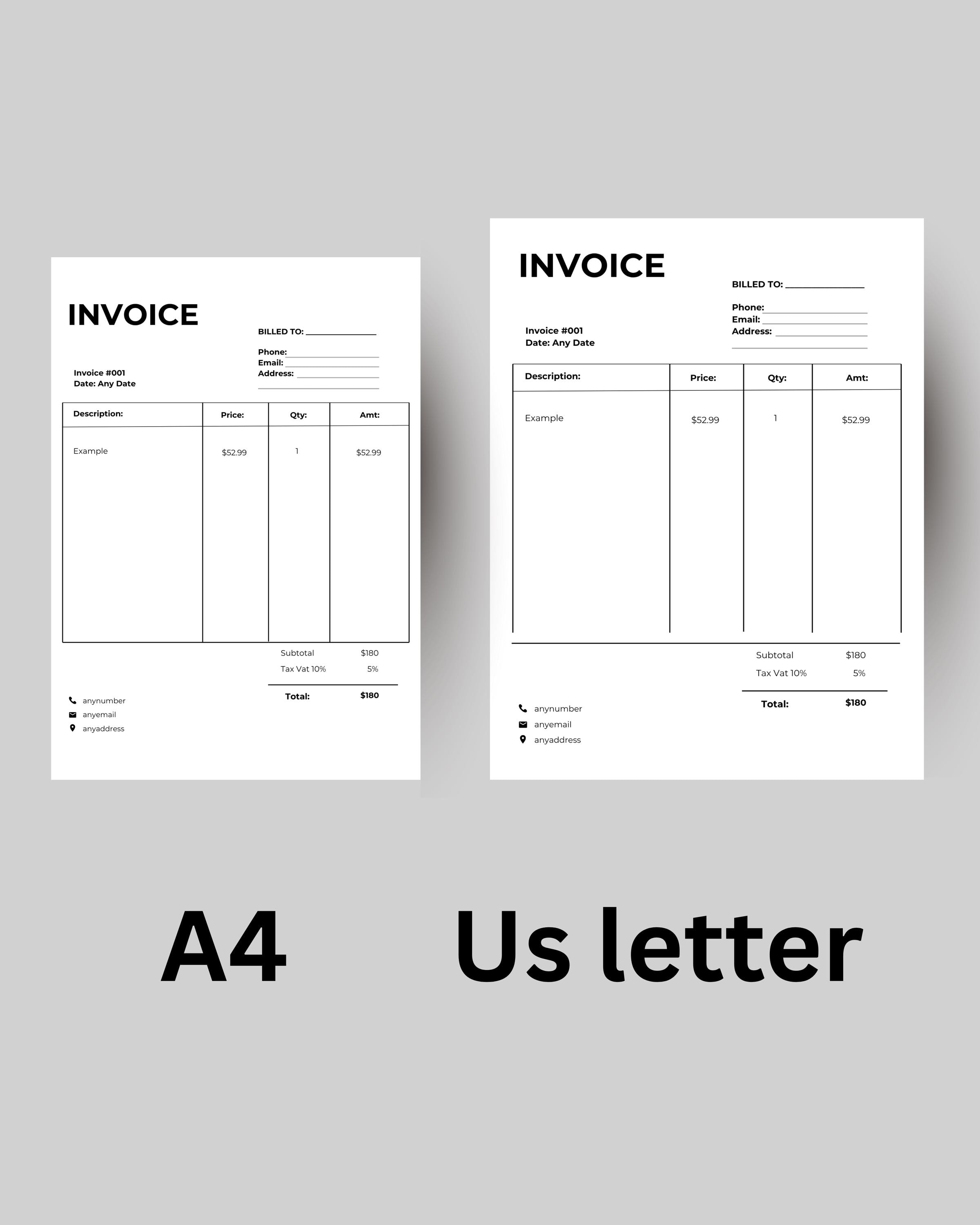 Make A Simple Invoive Simple Invoice Template Printable - Etsy