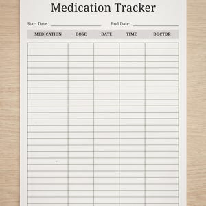 Utskrivbar daglig medicineringsrapport | Doslogg, medicinsk planerare (PDF-nedladdning)