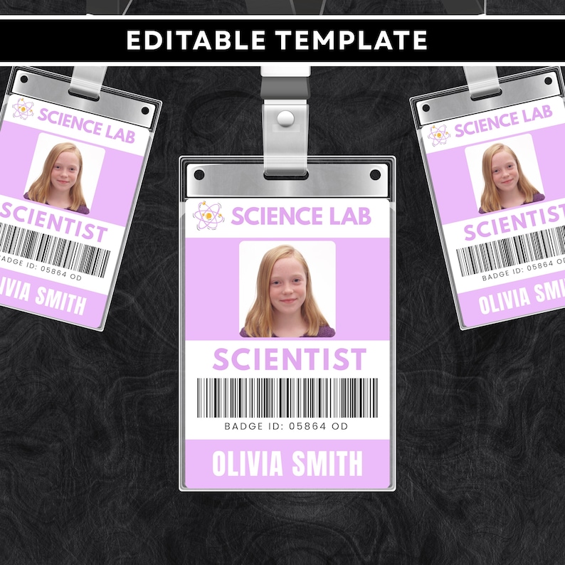 Editable Scientist ID Badge, Science Lab Pretend Play (instant Download ...