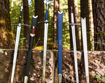 Handmade Fantasy Longsword with Scabbard – Custom Engraved Medieval Replica – Cosplay Prop Gift for Him – Knight Decor Collectible