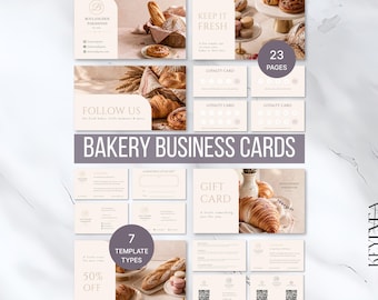 Baking Business Cards | Custom Business Cards | Food Business Cards | Bakery Business Card Bundle | Editable Canva Templates