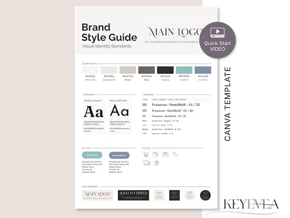 Brand Guide Template | Canva Brand Identity Template | Brand Style Guide | Brand Book | Small Business Branding Kit | Brand Guidelines