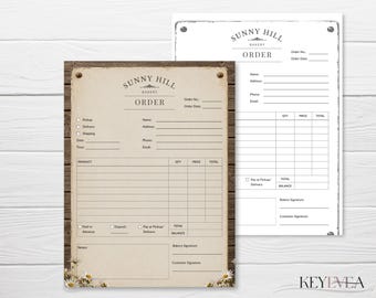 Bakery Order Form Template | Cookie Order Form | Bake Sale Order Form | Treat Order Form | Custom Cookie Order