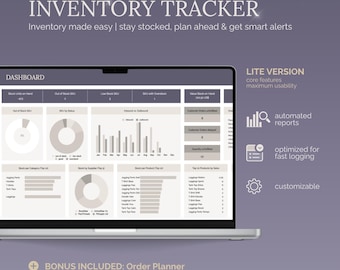 Inventory Tracker for Small Business | Stock Management Google Sheet for Etsy, Shopify, WooCommerce & more